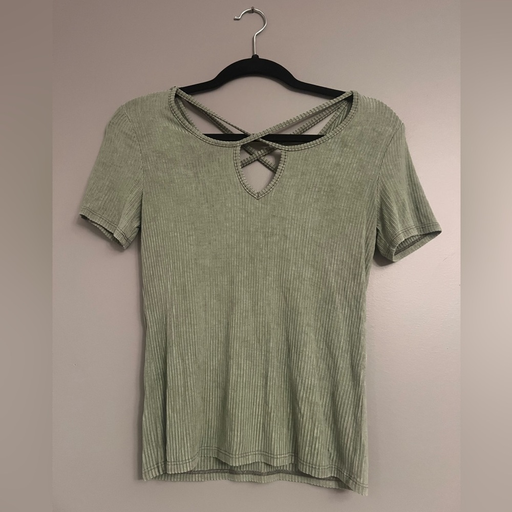 Green Ribbed Top